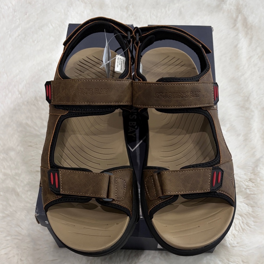 St. John's Bay Men's Tan and Black Sandals,Size 11-M - Picture 15 of 17